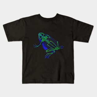 Skeleton Frog Interactive Green&Blue Filter #2 By Red&Blue Kids T-Shirt